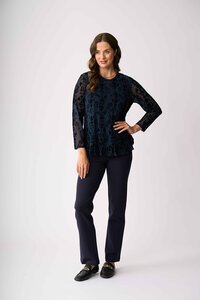 Foil Flocked Ruffle Hem Top