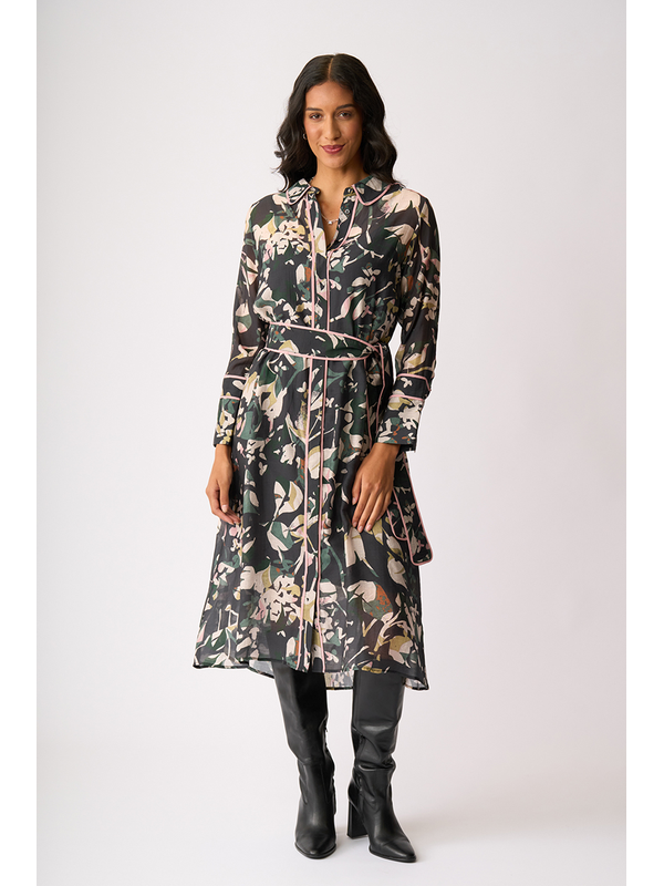 Foil Pipe Up Shirt Dress