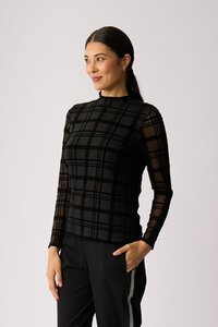 Foil Long Sleeve Polo Neck Top