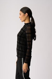 Foil Long Sleeve Polo Neck Top