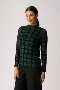 Foil Long Sleeve Polo Neck Top