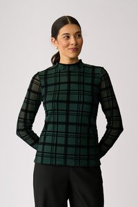 Foil Long Sleeve Polo Neck Top