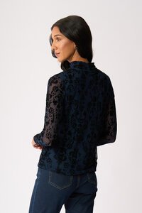 Foil Long Sleeve Polo Neck Top