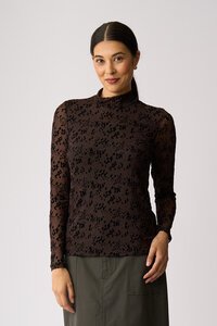 Foil Long Sleeve Polo Neck Top