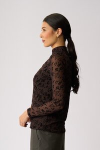 Foil Long Sleeve Polo Neck Top