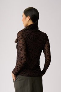 Foil Long Sleeve Polo Neck Top