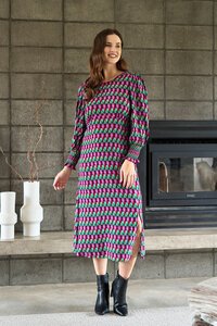 Foil Curved and Shirred Dress