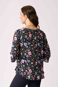 Foil Gathered Scoop Hem Top