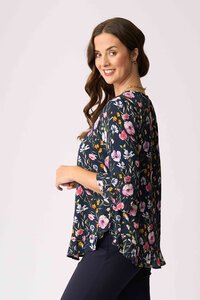 Foil Gathered Scoop Hem Top