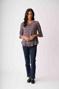 Foil Gathered Scoop Hem Top