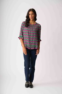 Foil Gathered Scoop Hem Top