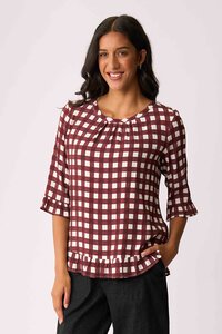 Foil Gathered Scoop Hem Top