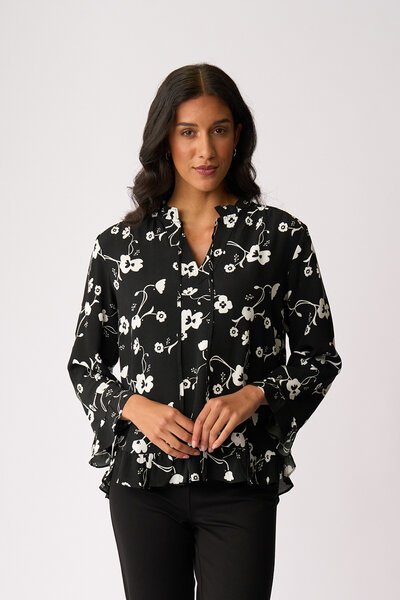 Foil Ruffle Neck Scoop Hem Top-shop-by-style-Hello Cyril.