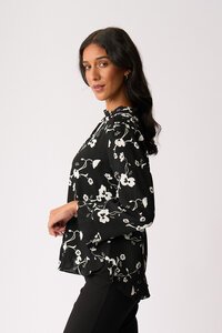 Foil Ruffle Neck Scoop Hem Top