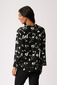 Foil Ruffle Neck Scoop Hem Top