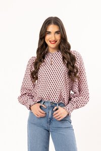 Leila + Luca Merlot Ember LS Movement Blouse