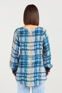 Zafina Havana Ocean Plaid  Top