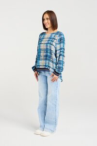 Zafina Havana Ocean Plaid  Top