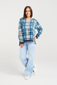 Zafina Havana Ocean Plaid  Top