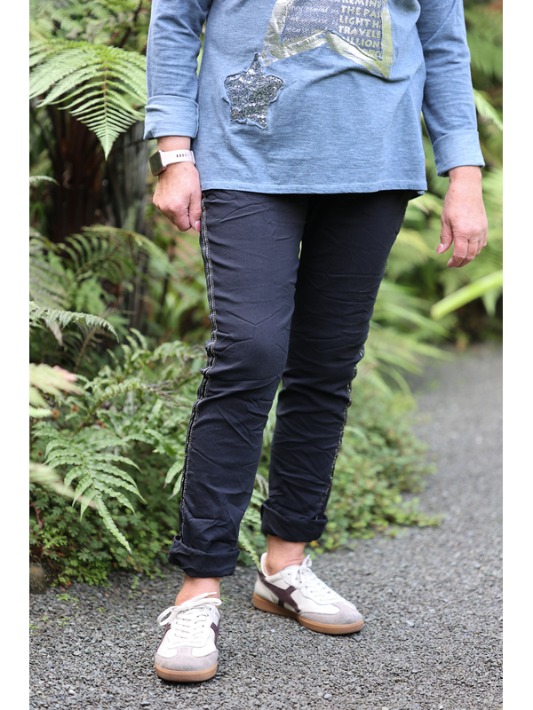 AE Luxe Side Trim Stretchy Crinkle Plain Pant