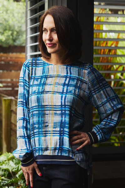 Zafina Havana Ocean Plaid  Top-shop-by-style-Hello Cyril.
