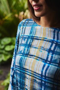 Zafina Havana Ocean Plaid  Top