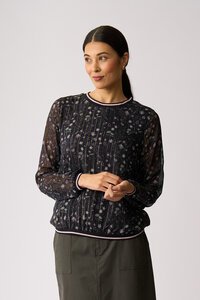 Memo Sheer Sleeve Rib Detail Top