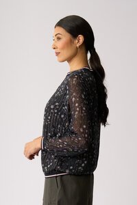 Memo Sheer Sleeve Rib Detail Top