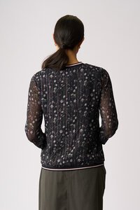 Memo Sheer Sleeve Rib Detail Top