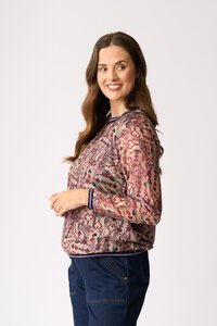 Memo Sheer Sleeve Rib Detail Top