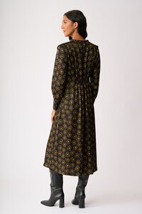 Foil Shirred Shoulder Dress