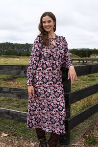 Foil Shirred Shoulder Dress