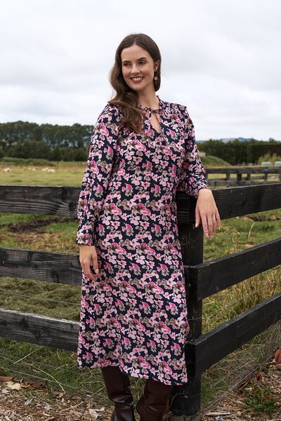 Foil Shirred Shoulder Dress-shop-by-style-Hello Cyril.