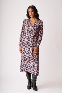 Foil Shirred Shoulder Dress