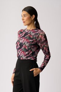 Foil Mesh Crew Neck Top