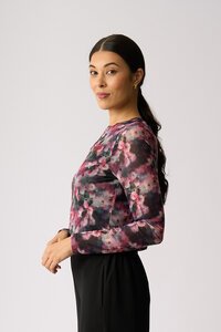 Foil Mesh Crew Neck Top