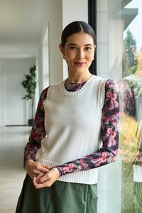 Foil Mesh Crew Neck Top