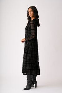 Foil Long Sleeve Tiered Hem Dress