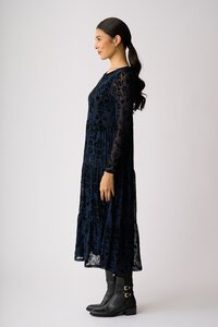 Foil Long Sleeve Tiered Hem Dress