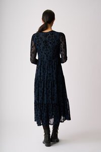 Foil Long Sleeve Tiered Hem Dress