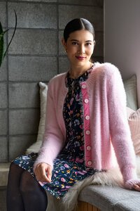 Foil Fluffy Scoop Cardigan