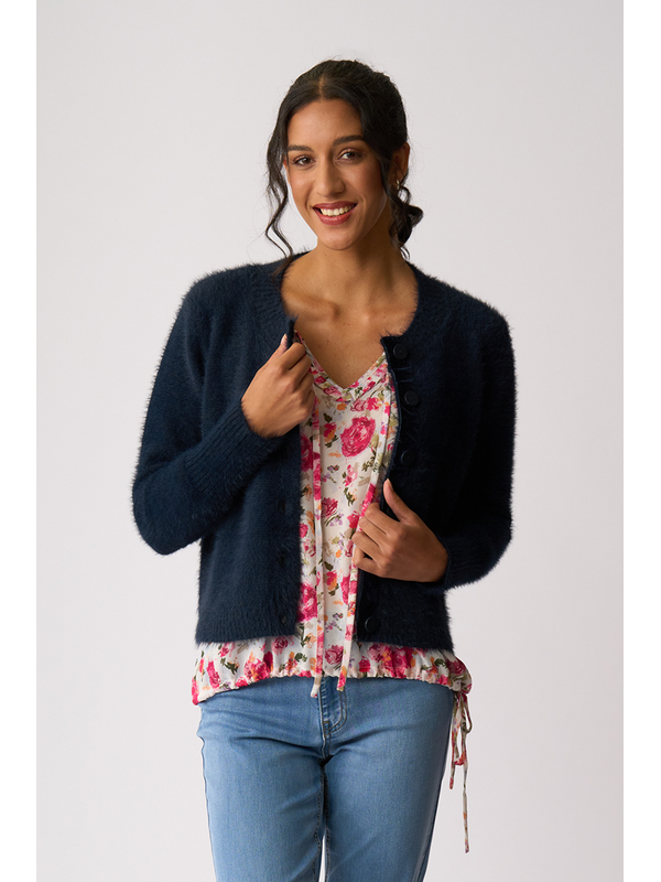 Foil Fluffy Scoop Cardigan