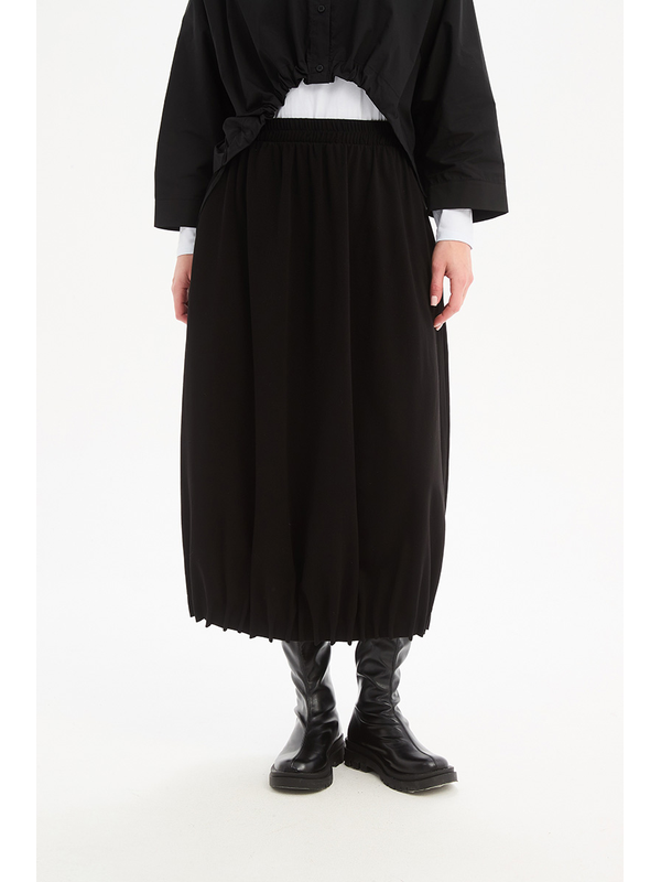 Tirelli Jersey Pin Tuck Hem Skirt