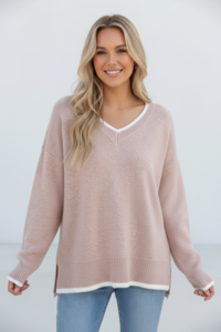 Miracle V Neck Tipped Knit