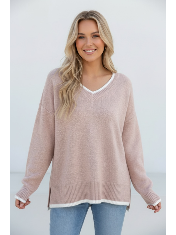 Miracle V Neck Tipped Knit