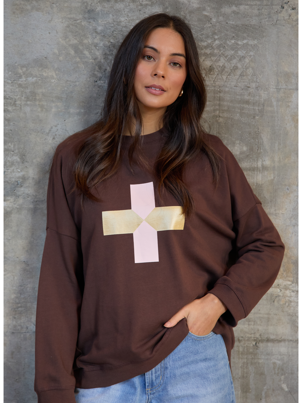 Stella + Gemma Newport Chocolate Blush Cross Sweat