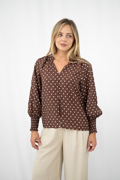Fria The Label Polka Dot Lace Edge Blouse-shop-by-style-Hello Cyril.