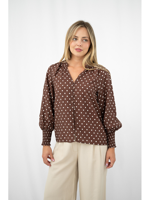 Fria The Label Polka Dot Lace Edge Blouse