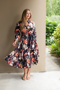 Fria The Label Floral Godet Midi Dress