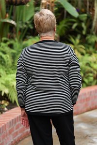 White On Black Stripe Crew